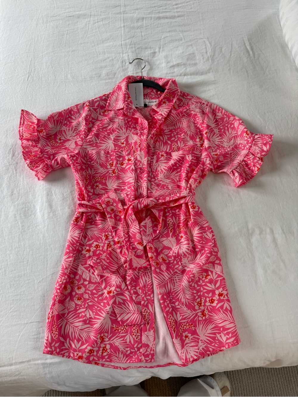 Lovers + Friends Bright Pink Tropical Print Girls' Pajama Robe with Belt
